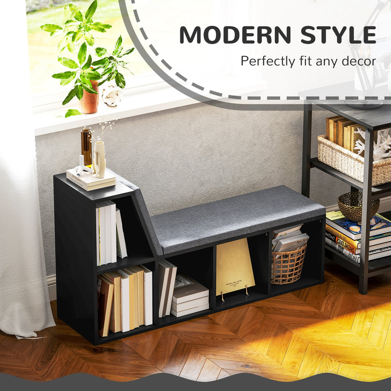 HOMCOM 2 Tier Modern Bookcase Bookshelf with Removable Cushions for Living Room AOSOM