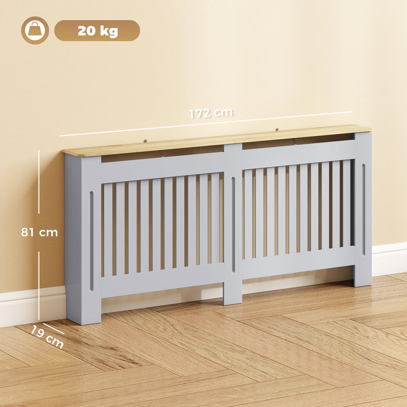 Radiator Cover with Shelf for Extra Storage and Safety Slatted Front Grey Homcom