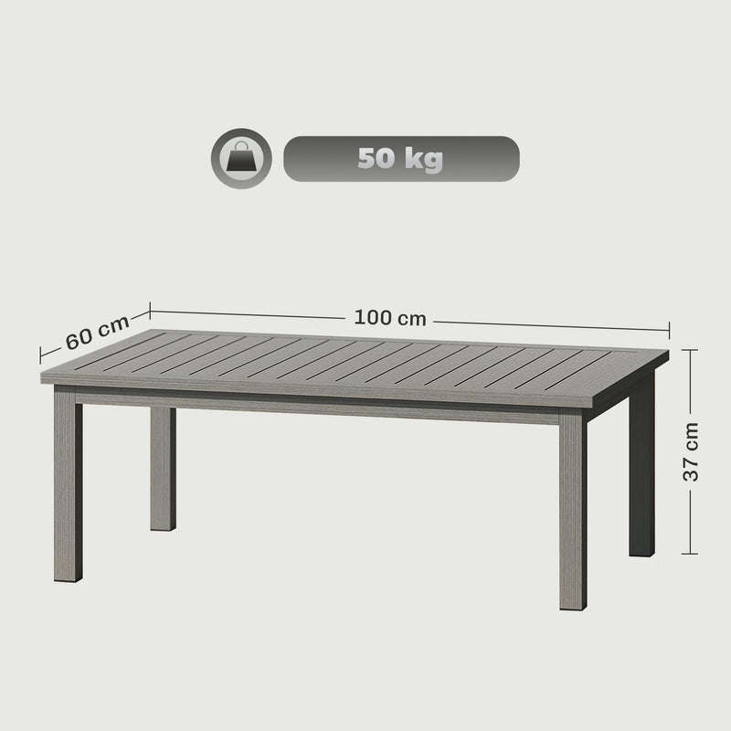 Grey Aluminium Outdoor Coffee Table 100cm x 60cm Weather Resistant by Outsunny