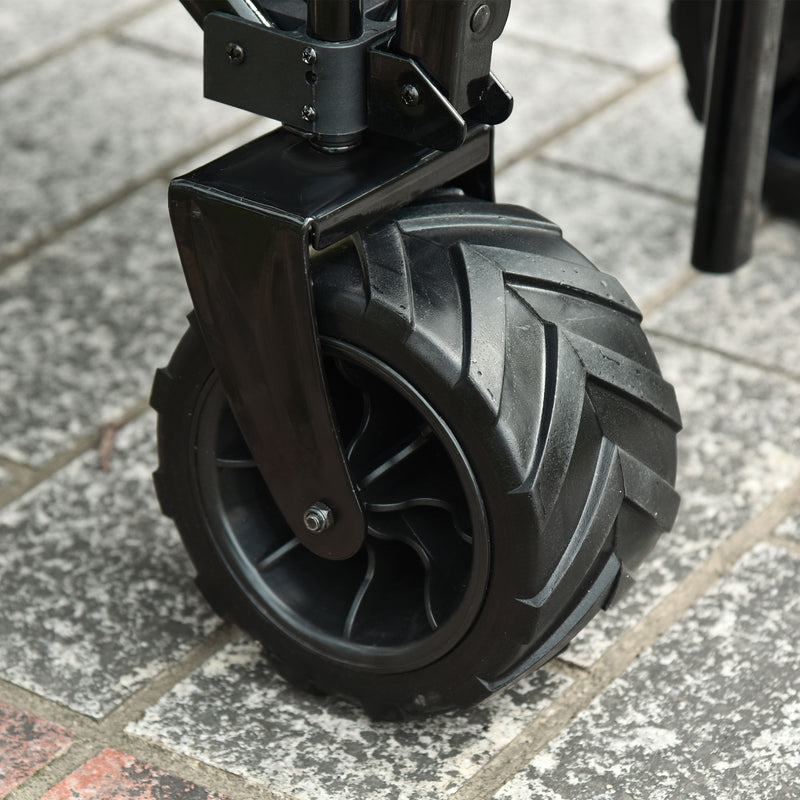 Black Folding Cart Trolley Wagon with Handle and Wheels for Camping or Beach Use
