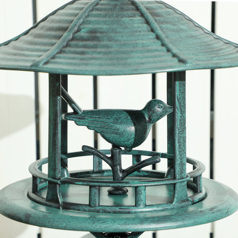 Outsunny 3-in-1 Garden Bird Bath, Freestanding Birdbath with Large Water Basin, Underneath Flower Planter, Φ50 x 113 cm, Green AOSOM