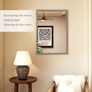 HOMCOM Wall Bathroom Mirror, 50 x 70 cm Wall-Mounted Mirror for Living Room, Bedroom, Hallway, Grey AOSOM