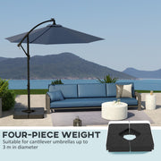 Set of 4 Heavy Duty Cantilever Parasol Base Weights 64kg Sand or 55kg Water Black by Outsunny