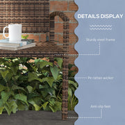Garden Bench for Two with High Back and Armrests Weather Resistant Rattan Brown Outsunny