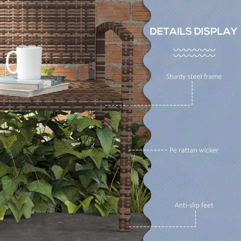 Garden Bench for Two with High Back and Armrests Weather Resistant Rattan Brown Outsunny