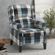 Wingback Recliner Armchair with Footrest for Lounge or Bedroom Comfort Blue