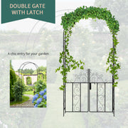 Black Metal Garden Arch With Double Gates for Climbing Plants and Weddings by Outsunny