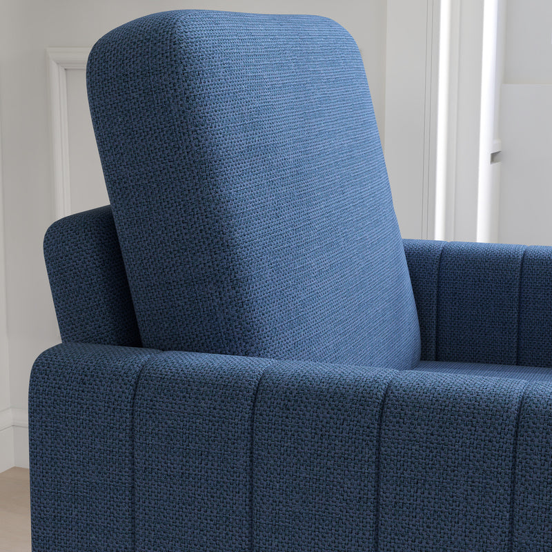 Blue Modern Boxy Linen Look Armchair with Padded Seat by HOMCOM