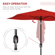 Wine Red Rectangular Garden Parasol 2 x 3m With Crank Tilt and Aluminium Pole by Outsunny