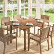 Extendable Garden Dining Table for 6 to 8 People with Parasol Hole Acacia Wood Natural AOSOM
