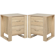 Set of 2 Bedside Tables with Drawers and Raised Base for Bedroom or Lounge Brown