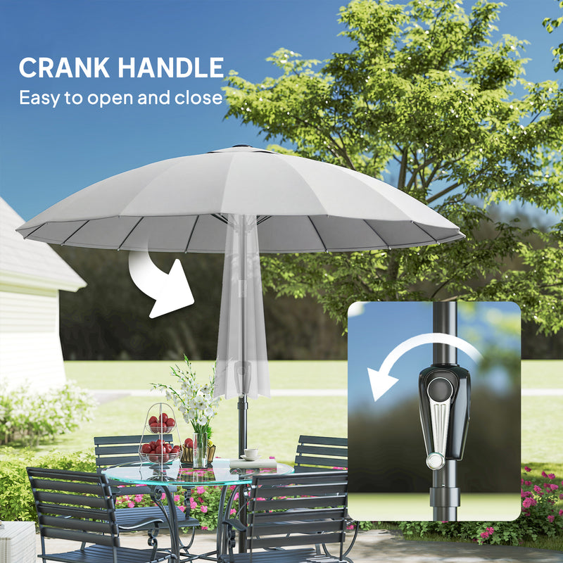 Garden Parasol Umbrella with Adjustable Tilt for Sun Protection and Cooling Shade Light Grey Outsunny