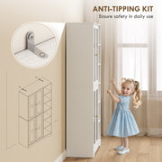 Multi Storage Kitchen Cabinet with Glass Doors and Shelves for Organised Cooking Space White