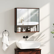Bathroom Mirror Cabinet With Soft Close Doors And Adjustable Shelf For Storage, Natural Wood