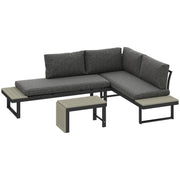 4 Seater L Shaped Aluminium Garden Furniture Set With Coffee Table Dark Grey by Outsunny