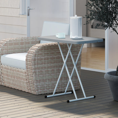 Minimal Folding Outdoor Table Grey and White Lightweight Portable by Outsunny