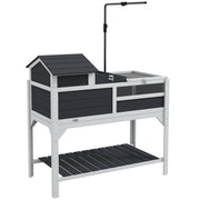 Wooden Tortoise Enclosure with Adjustable Lamp Holder and Removable House, Grey