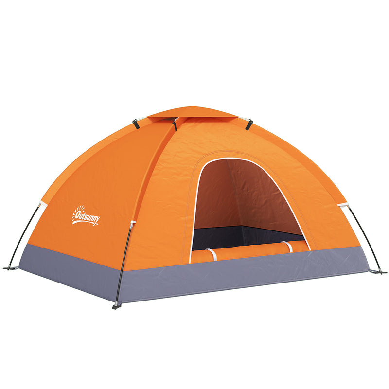 2 Person Camping Tent with Quick Setup and Mesh Windows for Fresh Air Orange