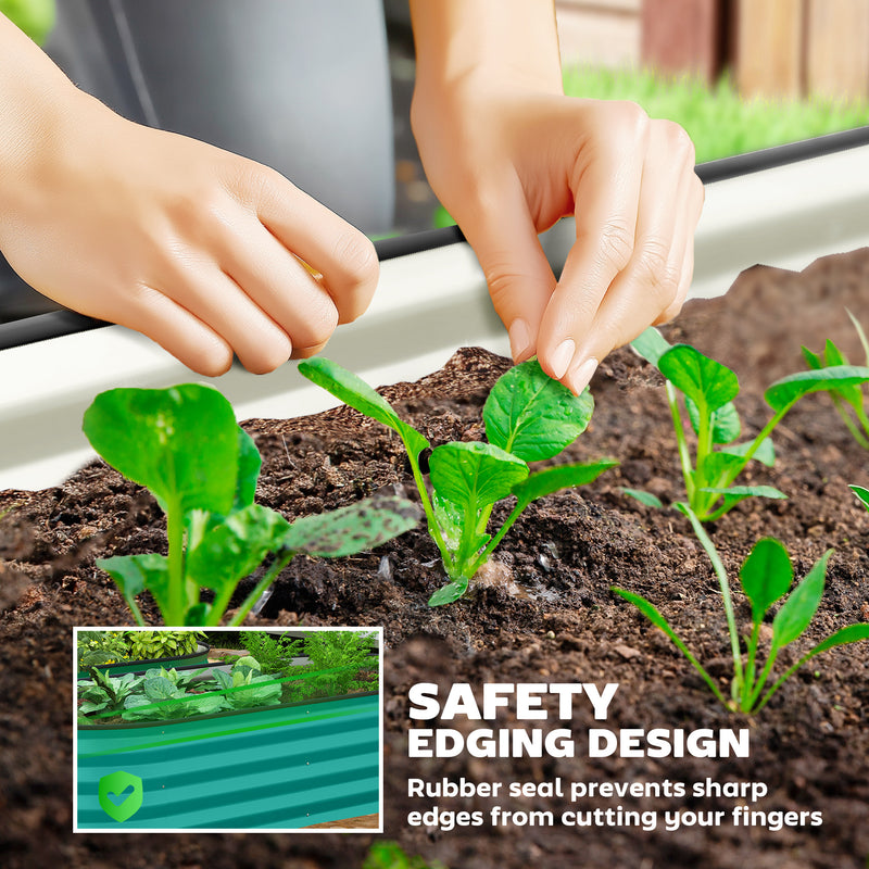 Galvanised Raised Garden Beds Set of 2 for Easy Outdoor Planting with Open Bottom