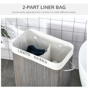 Grey 100L Collapsible Laundry Basket With Lid And Removable Lining For Dirty Clothes