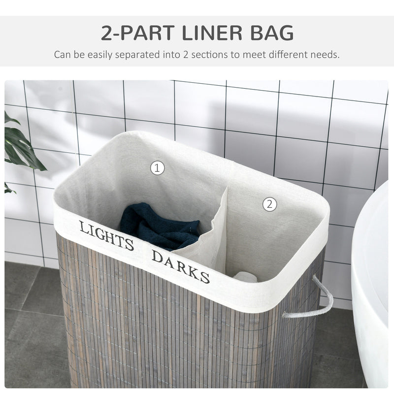 Grey 100L Collapsible Laundry Basket With Lid And Removable Lining For Dirty Clothes