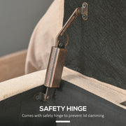 Linen Storage Ottoman Bench With Padded Seat and Hinged Lid For Bedroom Use, Beige