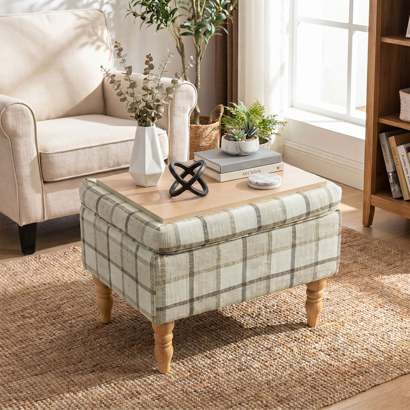 Storage ottoman flip-top tray - Brown