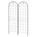 Set of 2 Metal Garden Trellis Panels with Floral Design for Climbing Plant Support