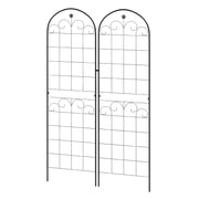 Set of 2 Metal Garden Trellis Panels with Floral Design for Climbing Plant Support