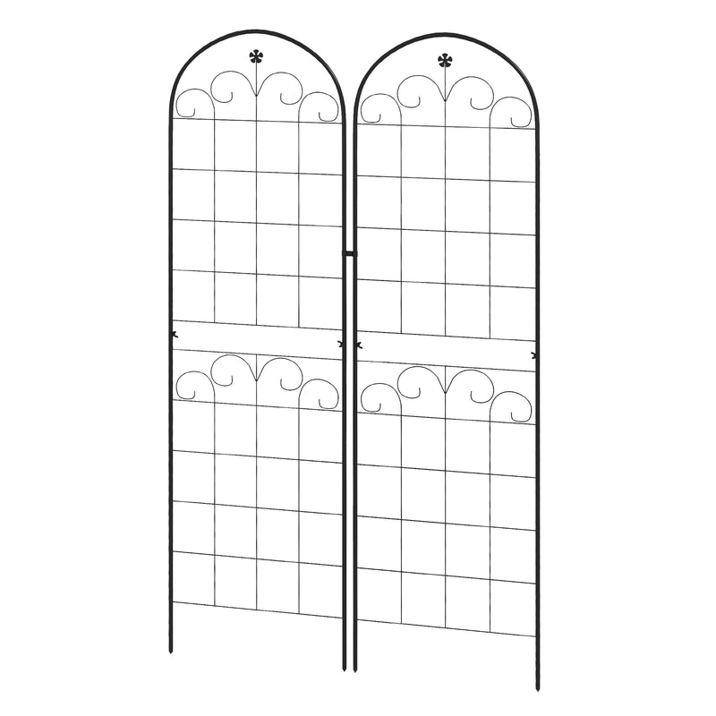 Set of 2 Metal Garden Trellis Panels with Floral Design for Climbing Plant Support