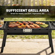 Portable Folding Charcoal Barbecue Grill for Easy Outdoor Cooking with Side Shelves Black Outsunny