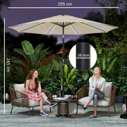 LED Garden Parasol with Adjustable UPF 50+ Shade and Solar Lighting for Day and Night Use Outsunny