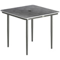 Garden Dining Table for 4 with Parasol Hole and Easy Care Faux Wood Top Dark Grey Outsunny