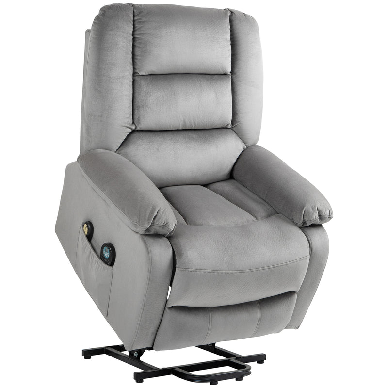Electric Reclining Massage Armchair with Remote and Lift Assist for Home Comfort Grey
