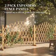 Freestanding Expandable Garden Privacy Screen Set of 2 Foldable Fir Wood Brown Outsunny
