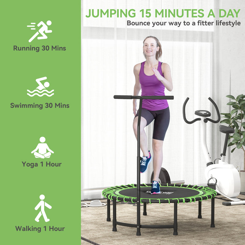 Green Mini Kids Trampoline with Adjustable Handle and Steel Frame by Outsunny AOSOM