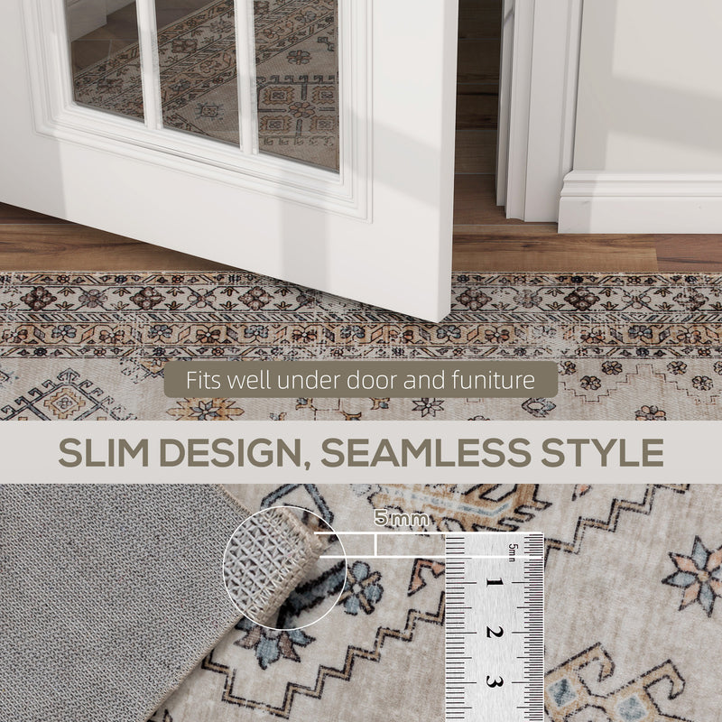 Non Slip Washable Flannel Area Rug for Living Room Bedroom or Office 170 x 120 cm Beige