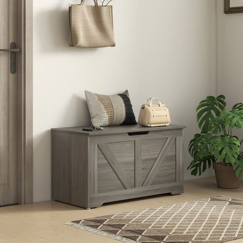 100L Large Storage Box With Safety Hinges Ideal for Home Organisation Charcoal, Grey