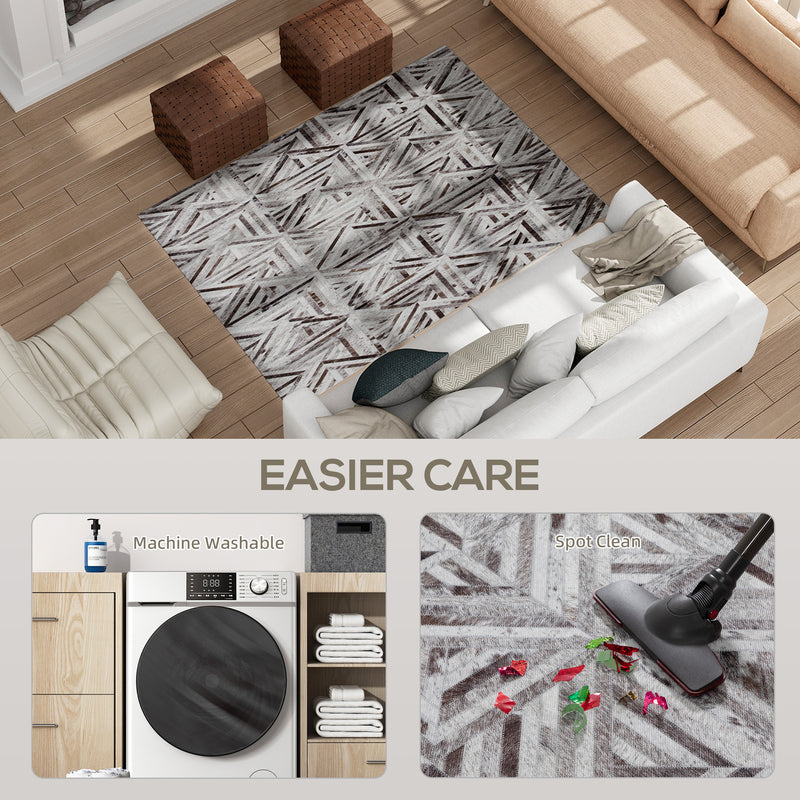 Modern Chenille Area Rug 170 x 120 cm Non Slip and Washable for Living Room Brown