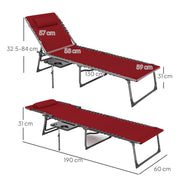 Five Position Reclining Sun Lounger Lightweight and Adjustable in Red by Outsunny