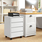 White Four Drawer Office Filing Cabinet with Wheels by HOMCOM