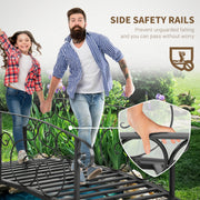 Outsunny 184cm Metal Arch Garden Garden Bridge, Safety Siderails, Arc Footbridge for Garden Creek, Stream, Pond, Black AOSOM