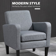 Set of 2 Upholstered Armchairs with Rubber Wood Legs for Lounge or Bedroom Use Grey AOSOM