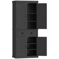 Tall Kitchen Storage Cabinet With Adjustable Shelves and Deep Cupboards Black