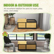 Wooden Tortoise House with Run and Hideout Ideal for Small Reptiles and Pets, Yellow