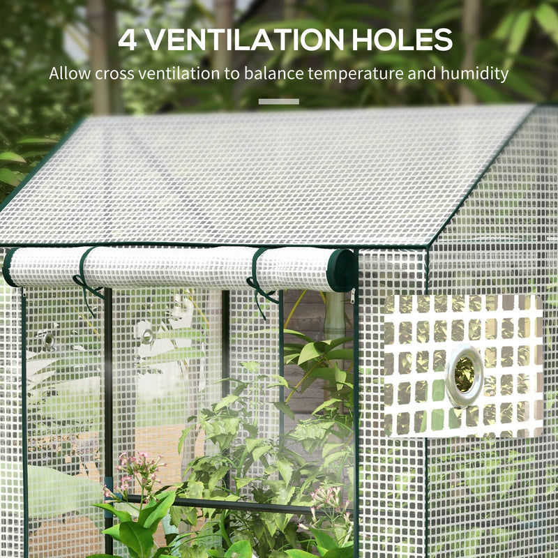 Mini Greenhouse With Roll Up Doors Ventilation And Reinforced Cover For Small Gardens Green AOSOM
