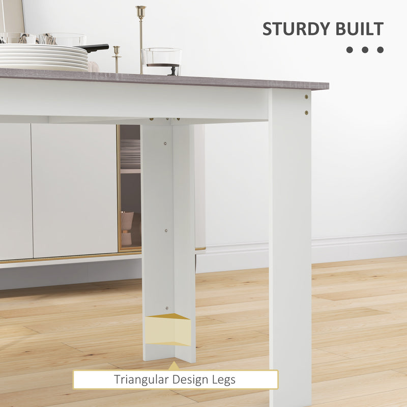 Dining Table for Small Spaces Seats 6 Easy Clean Surface Grey Wood Effect White AOSOM