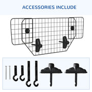Adjustable Dog Car Guard Boot Barrier with Metal Mesh for Safe Travel, Black AOSOM