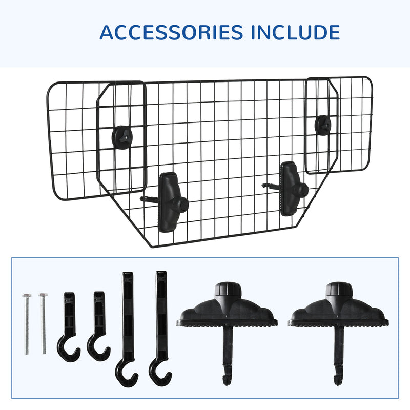 Adjustable Dog Car Guard Boot Barrier with Metal Mesh for Safe Travel, Black AOSOM