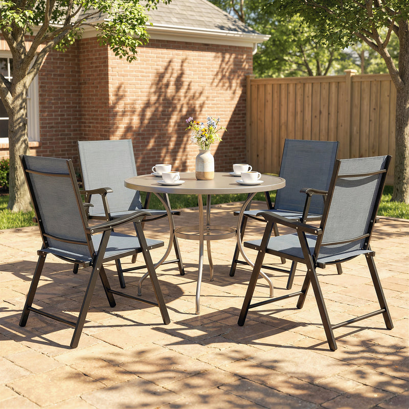 Folding Garden Chairs Set of 4 for Comfortable Outdoor Seating With Breathable Mesh - Supports Up To 120kg Outsunny